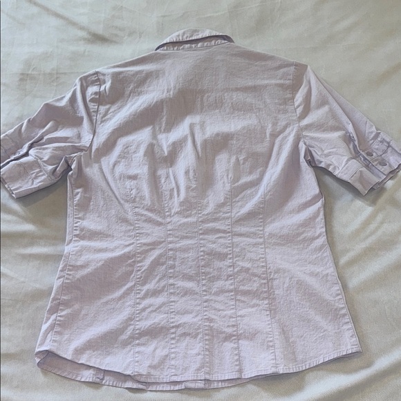 Reitmans Shirt Purple Fitted Button Down Short Sleeve with Collar Women's Sz 7 - Picture 9 of 11